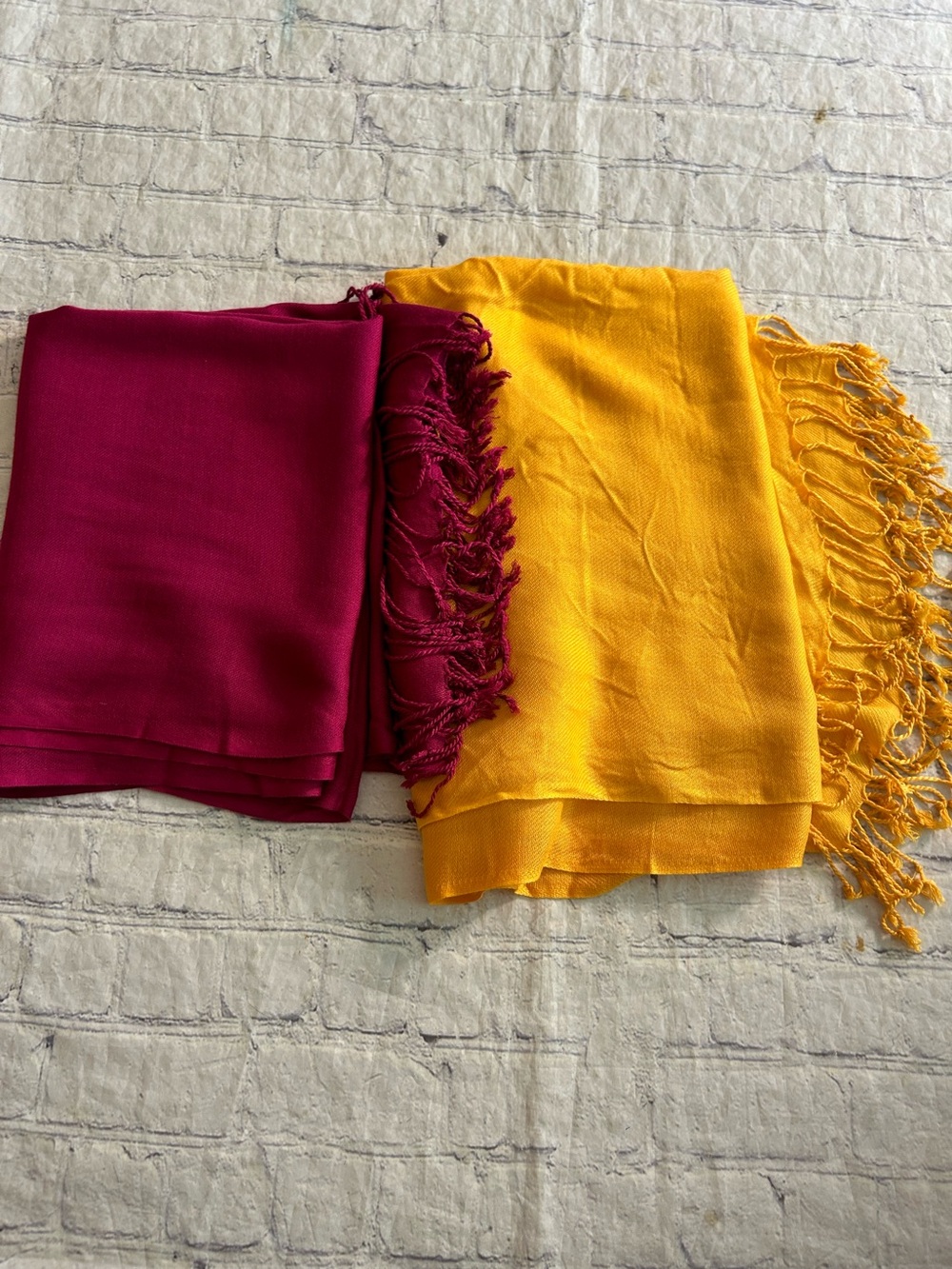 FINE SHAWL GOLDEN YELLOW VISCOSE & LIGHT BURGUNDY VISCOSE BOTH INDIA MADE